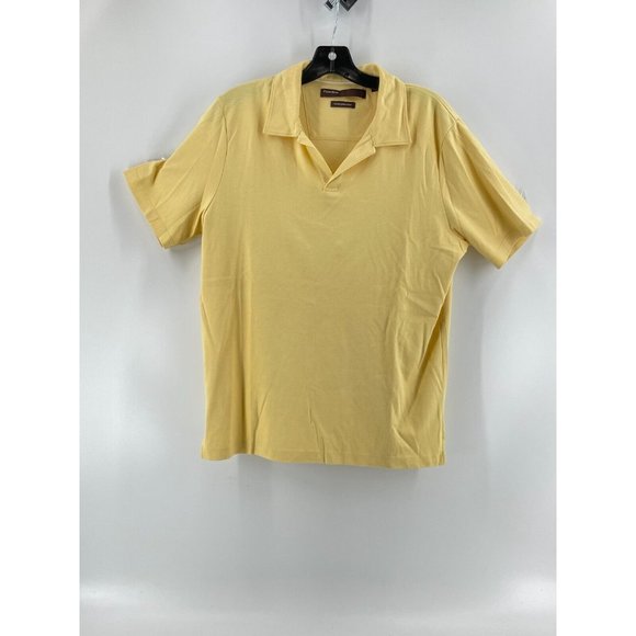 Perry Ellis Women's Short Sleeve Yellow Polo Collared Golf Shirt Top Size Med - Picture 2 of 7